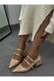 Beige Patent Leather (Viola) Buckle Detail Women's Ballerinas - 3