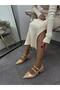 Beige Patent Leather (Viola) Buckle Detail Women's Ballerinas - 7