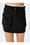 Crepe Scuba Fabric Double Waist Detailed Mini Skirt with Cargo Pockets - 5