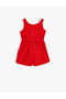 Slogan Printed Jumpsuit Crew Neck Sleeveless Lace-Up Waist Cotton Blended - 2