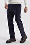 Navy Blue Regular Fit 100% Cotton Velvet Trousers - 2