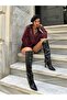 Women's Burgundy Flush Satin Leopard Patterned Shirt 28089 - 2