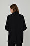 Button Detailed Double Breasted Collar Oversize Blazer Jacket Black - 5