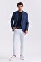 Dark Navy Slim Fit Mono Collar Linen Sports Jacket - 2