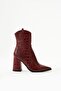 Claret Red Genuine Leather Crocodile Women's Boots - 2