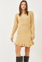 Women's Camel Long Sleeve Knitwear Dress with Elastic Waist and Sleeves 20234303 - 4