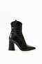 Black Genuine Leather Crocodile Women's Boots - 2
