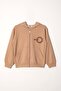 Text Printed Hooded Mink Color Boys' Zippered Tracksuit Set - 2