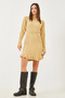 Women's Camel Long Sleeve Knitwear Dress with Elastic Waist and Sleeves 20234303 - 8