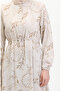Front buttoned lace-up linen dress 0520c-05 beige mink - 5