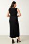 Modailgi Back Pleated تنورة طويلة كلاسيكية باللون الأسود - 4