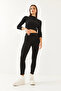 Women's Black Corded Label Detailed Top and Bottom Set 60251908 - 2