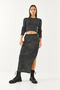 Women's Anthracite Glittery Slit Detailed Knitwear Top and Bottom Set 9911 60251910 - 5
