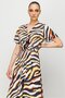 Modailgi Flounced Sleeve Midi Dress Orange - 3