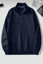 Stand Collar Half Zip Plain Pullover Sweatshirt