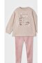 Girl's suede leggings and sweatshirt set - 2