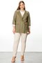 Khaki Colored Striped Modailgi Double Jacket - Rib Detailed - 2