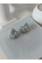 Grey Color Natural Backdrop Silver Detail Polymer Clay Heart Earrings - Valentine's Day Gift with Steel Needle - 5