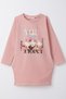 Girl's Tunic Dress with Hat, Printed, 5-10 Years Old, Dried Rose Color
