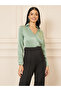 Satin Collared V Neck Pintuck Detail Straight Leg Jumpsuit - 2
