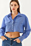 Women's Sky Blue Asymmetrical Robal Crop Shirt 4496 60251916 - 6
