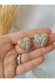 Gray Natural Floor - Gold Detailed Heart Earrings with Steel Needle - 3