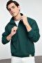 Zümrüt Oversize/Geniş Kesim Dik Yaka Fermuarlı Etiketli İçi Polarlı Sweatshirt TMNAW25SW00168