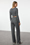 Antrasit Yumoş Crop ve Wide Leg/Geniş Paça Örme Alt Üst Takım TWOAW23AU00125 - 5