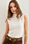 Women's Ecru Stand Collar Soft Touch Flexible Blouse Blz- 19002766 - 3
