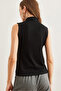 Women's Black Stand Collar Soft Touch Flexible Blouse Blz- 19002766 - 2