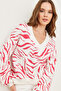 Women's Fuchsia V-Neck Zebra Thick Sweatshirt Swt-19000677 - 2
