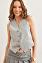 Women's Light Gray Fleece Pocket Buttoned Lined Premium Vest Ylk- 19000032