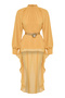 X Ai Mustard Flower Button Detailed Asymmetrical Chiffon Tunic Tctaw25Uk00011