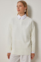 Women's Ecru Oversize Knitwear Sweater PN00054 - 2