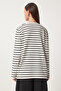 Women's Ecru Black Striped Transitional Knit Sweater KB00041 - 8