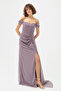 Women's Lavender Underwire Corset Detailed Silvery Long Evening Dress - 4