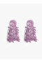 Flower Pattern Dangle Earrings with Bead Detail