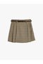 Pleated Skirt Belt Detailed Viscose Blended