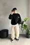 Minimal Embroidered Crew Neck Sweater Black - 4