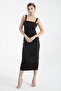 Women's Black Pearl Midi Evening Dress