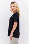 Women Sportswear Fit Short Sleeve Brand Logo Training Tops, Black - 3