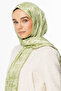 Pistachio Green Houndstooth Pattern Shiny Jacquard Shawl - 5