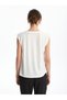 Alita City Farkıyla Lcw Everyday White Combed Cotton Plain Oval Neck Short Sleeve Women's Blouse - 4