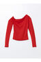 Lcw Vision Red Boat Neck Women's Blouse - 6