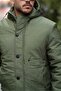 Oversize Pocket Detailed Hooded Lightweight Puffer Jacket - Green - 3