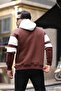 Sporty Stripe Detailed Hooded Sweatshirt - Brown - 5