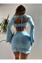 Baby Blue Tulle Detailed Drawstring Skirt Double Set - 3
