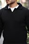 Joris Oversize Shirt Polo Neck Thessaloniki Knitted Men's Sweater - Black - 6
