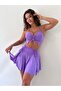Lilac micro fabric skirt bustier two-piece set - 3