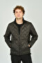 Men's Stand Collar Zippered Pocket Detailed Quilted Coat 4355 Khaki
